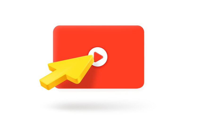 pressing play button on a web page concept 3d icon vector