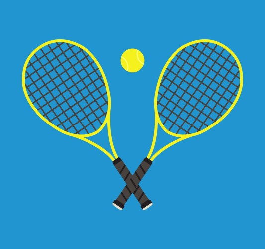 crossed tennis rackets and ball vector