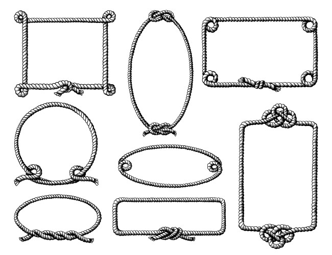 Rope frames oval lasso border marine boat Vector Image