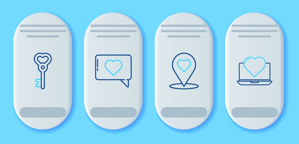 Set line like and heart map pointer with key vector image