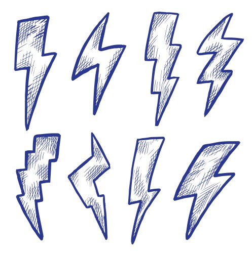 Lightning Scribble Icon Set Vector Image