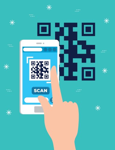 Hand user scan qr code with smartphone vector image