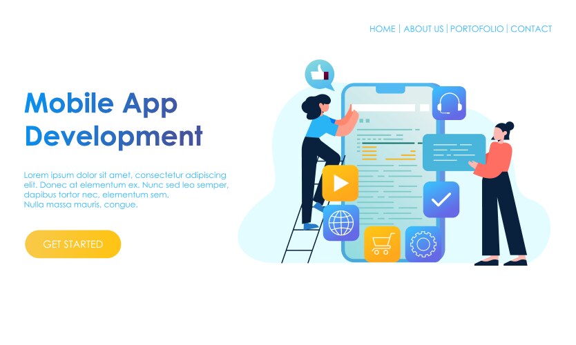 mobile app development landing page website vector image