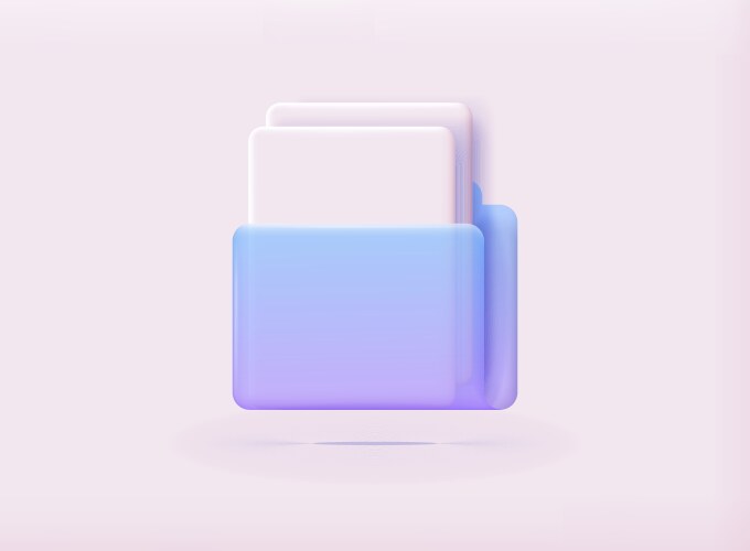 Files folder with paper documents icon 3d vector image