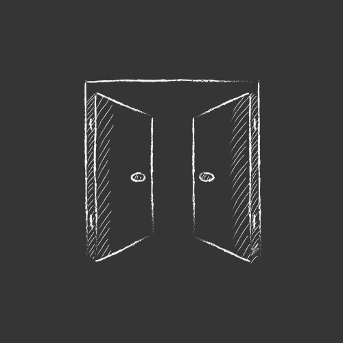 Open doors drawn in chalk icon Vector Image