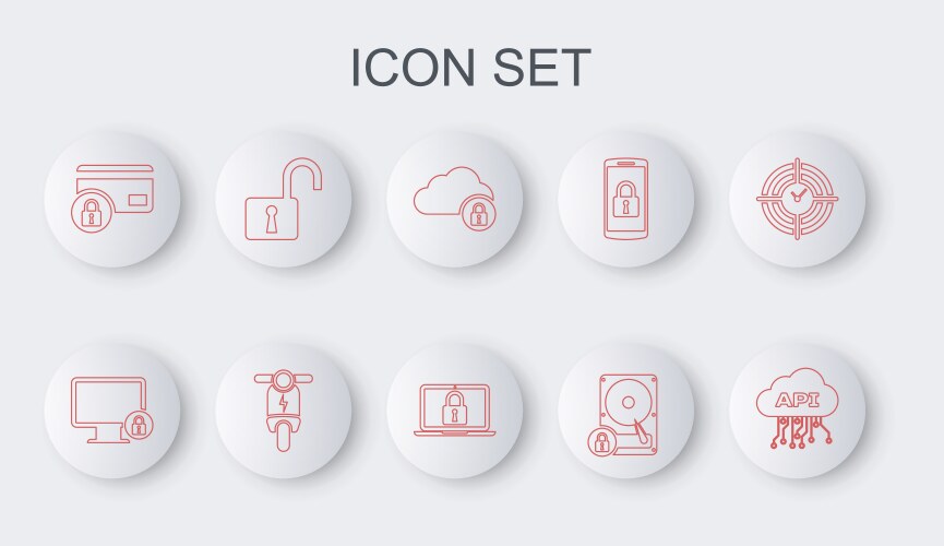Set line cloud api interface lock on monitor vector image