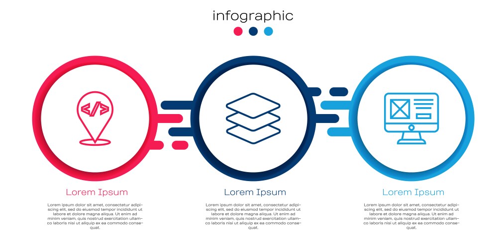 Set line front end development layers and ui vector image