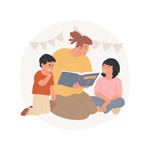 Reading holy bible isolated cartoon Vector Image