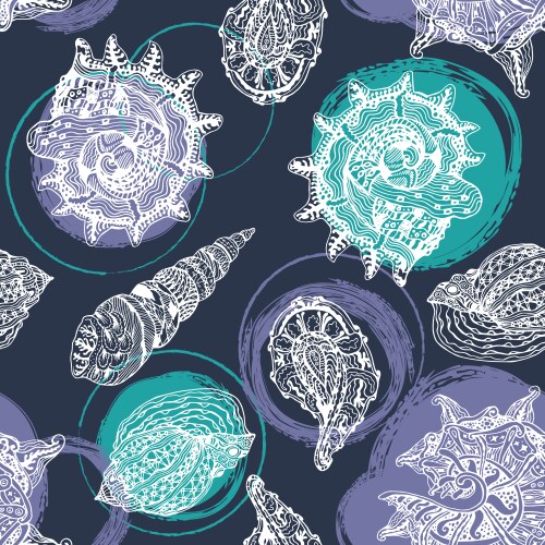 seamless pattern with abstract shells vector image