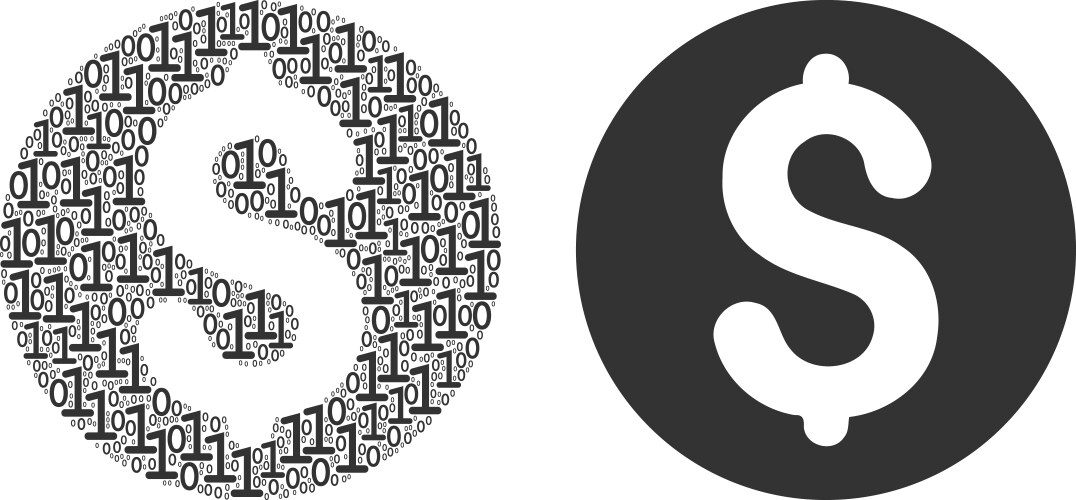 Coin mosaic of binary digits vector image