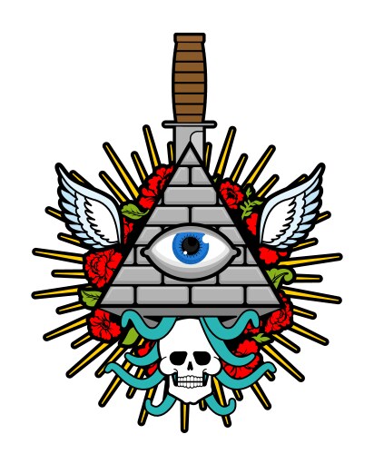 Pyramid with an eye all-seeing symbol Vector Image
