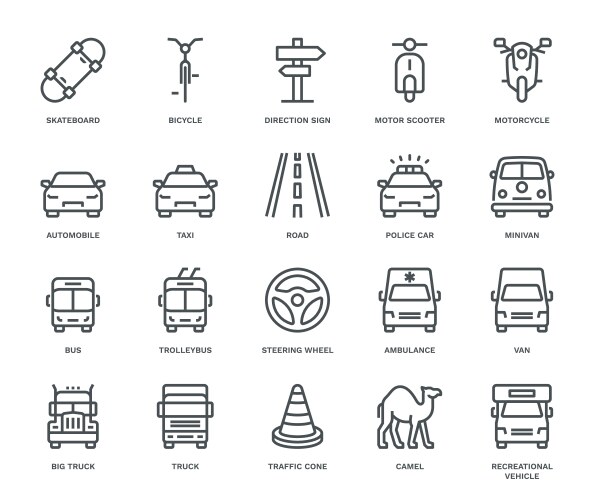 Road transport icons vector image