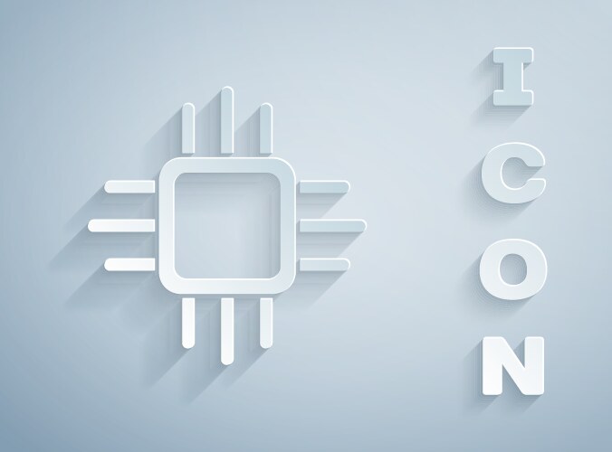 Paper cut computer processor with microcircuits vektorbild