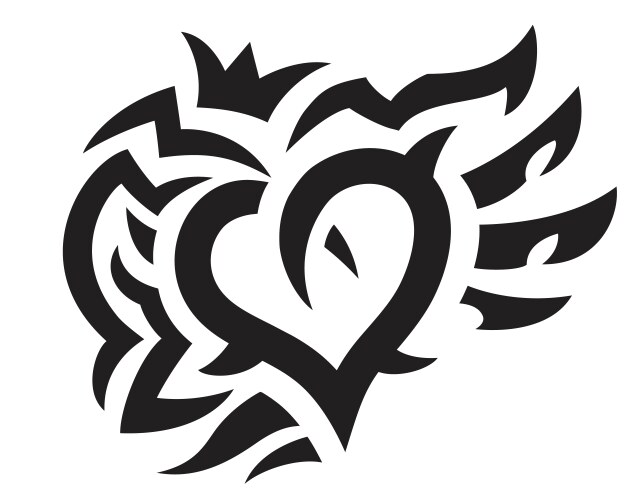 Heart with Crown and Wings Tattoo Vector Image