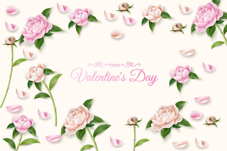 Peony flower leaf buds pattern frame Vector Image