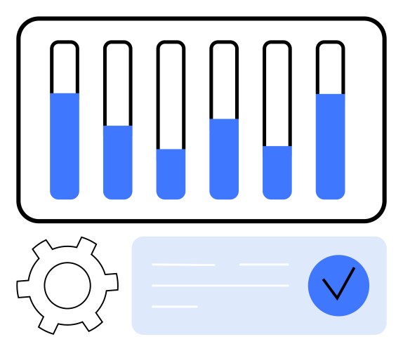 Data dashboard with bar chart and settings icon vector image