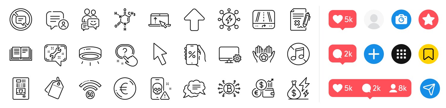 Discounts app upload and bitcoin system line vector image