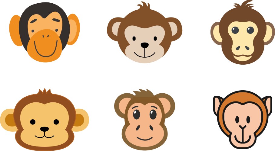 Cute monkey head icon sign symbol logo Vector Image