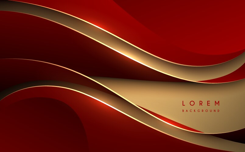 Abstract red and gold waved shapes background vector image