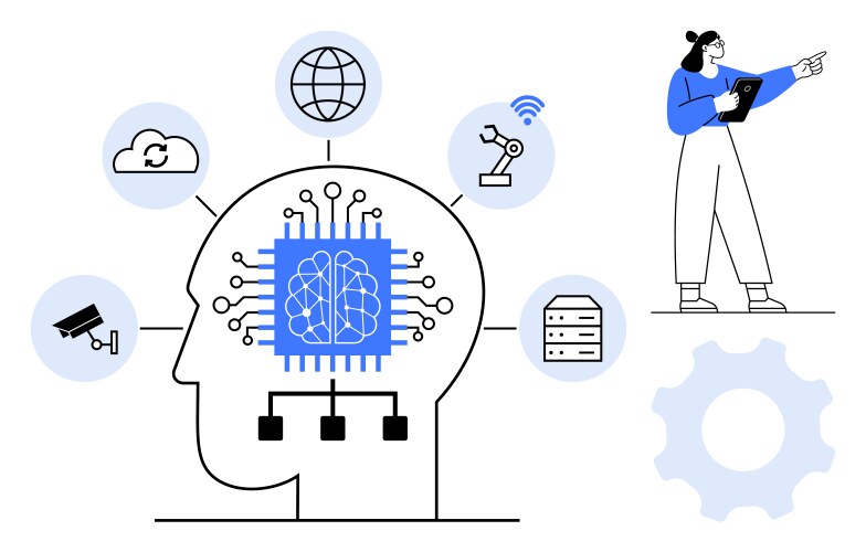 Artificial intelligence integration with cloud vector image