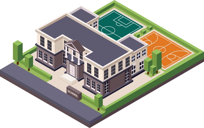 Isometric school Royalty Free Vector Image - VectorStock