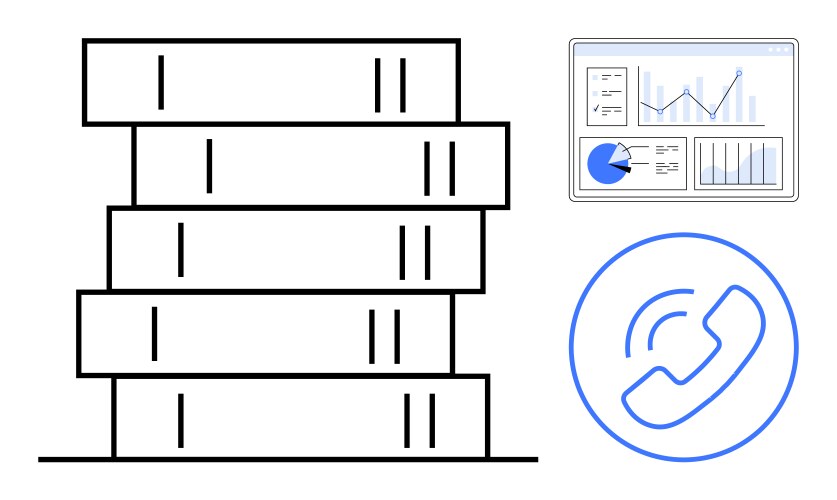 Stacked books data analytics display and call vector image