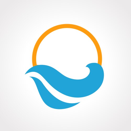Sunset wave beach ocean logo Royalty Free Vector Image