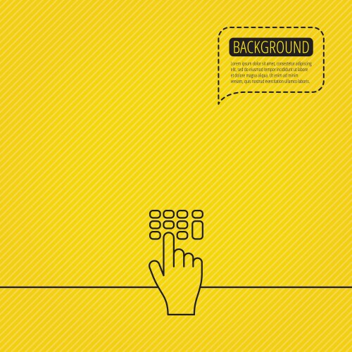 Enter pin code icon click hand pointer sign vector image