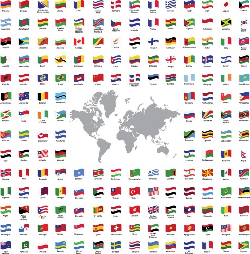 All national flags of the world circle convex Vector Image