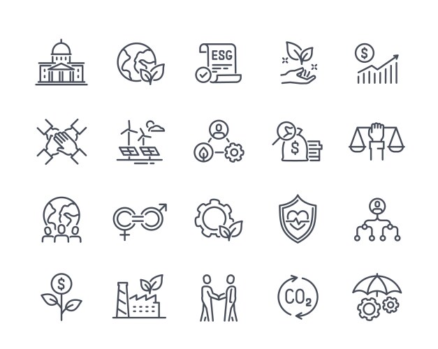 esg line icons set vector