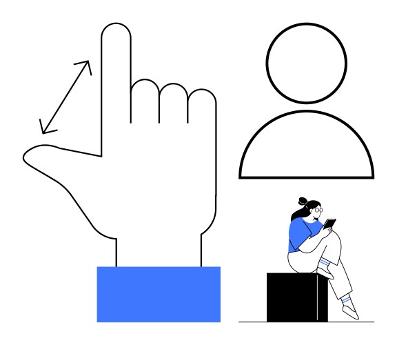 Hand gesture for scaling objects with user icon vector image