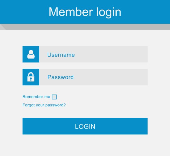 Login interface Royalty Free Vector Image - VectorStock