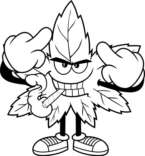 Outlined angry marijuana leaf cartoon character Vector Image