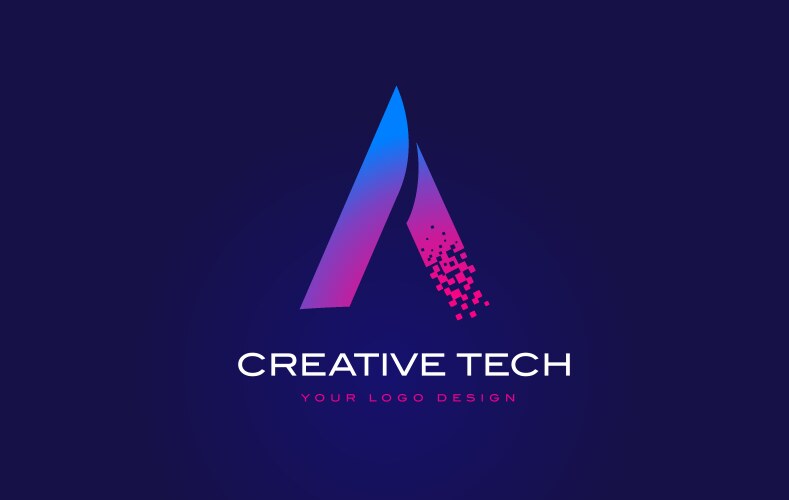 K logo letter with digital pixel tech design Vector Image