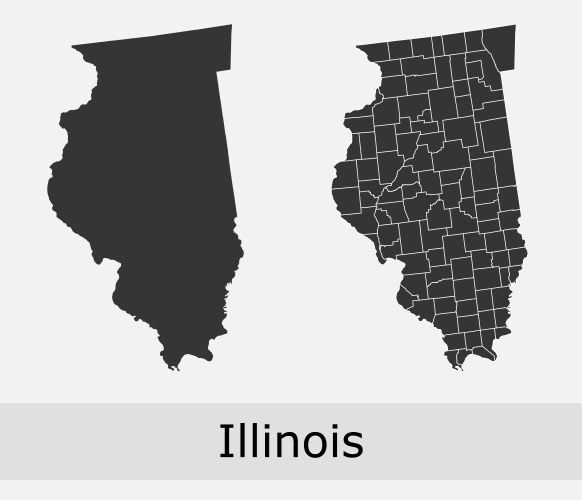 State Map of Illinois by Counties Vector Images (over 840)