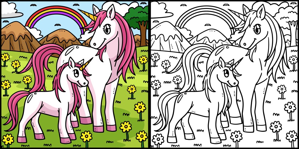 Mother unicorn and baby Vector Image