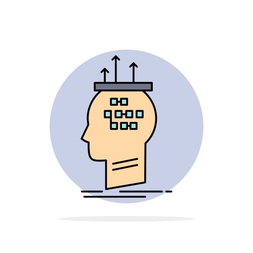 Algorithm brain conclusion process thinking flat vector image