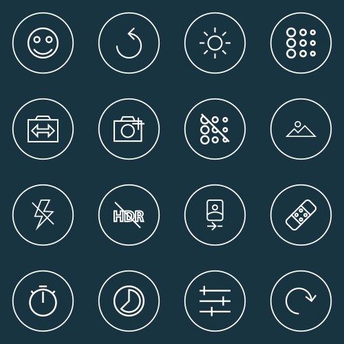 Image icons line style set with refresh blur off vector image