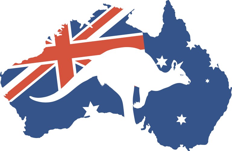 Australian kangaroo in map Royalty Free Vector Image