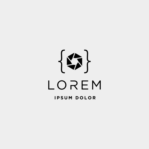Photo code logo design camera coding simple line vector image