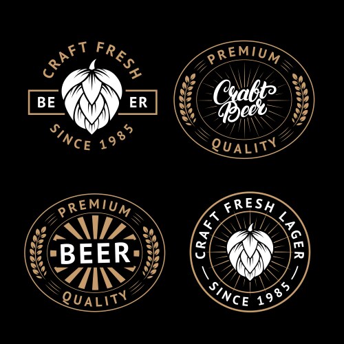 Set of beer labels in retro style vintage Vector Image