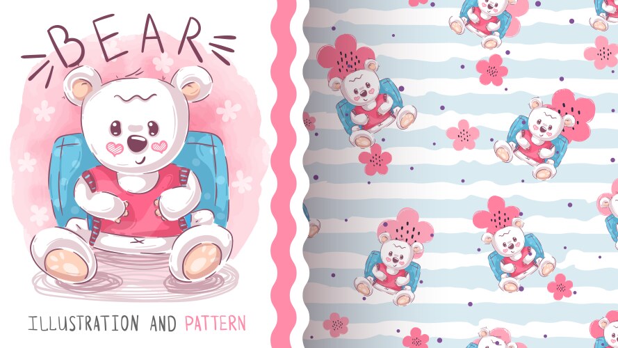 Cute teddy koala - seamless pattern Royalty Free Vector
