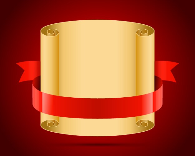 Unfolded scroll tied with red ribbon vector image