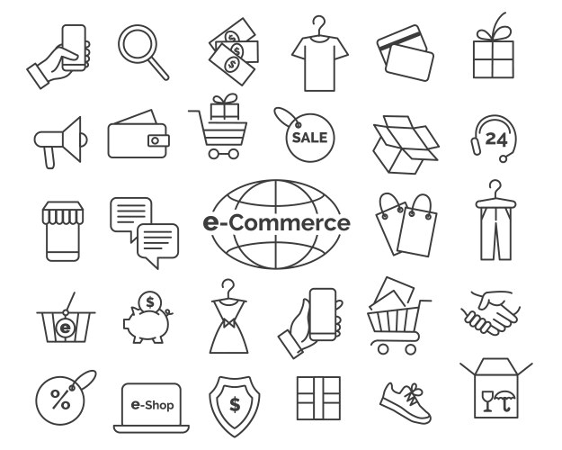 e-commerce line icon set vector image