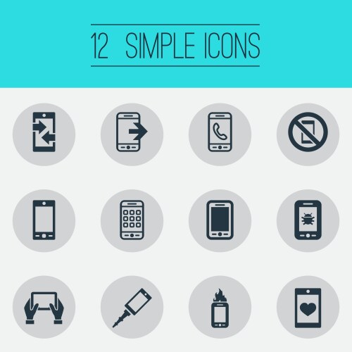 Set of simple mobile icons elements front camera vector image