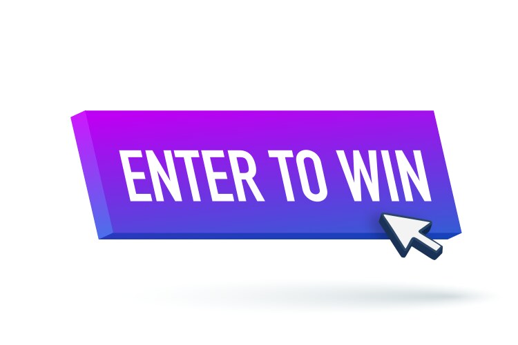 3d enter to win button for web background design vector image