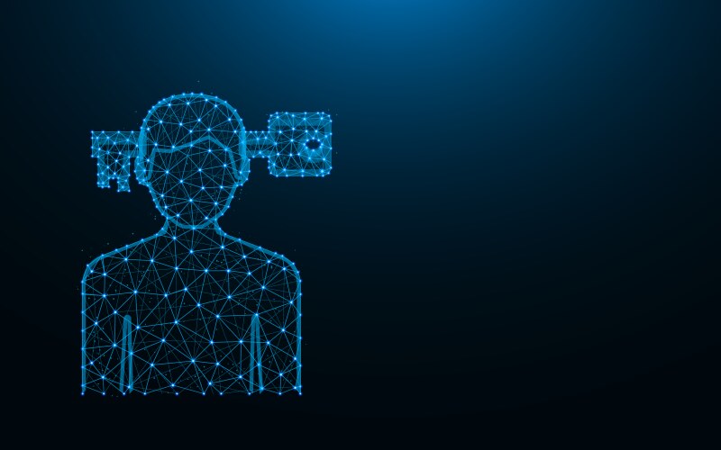 Problem solving low poly design man and key vector image