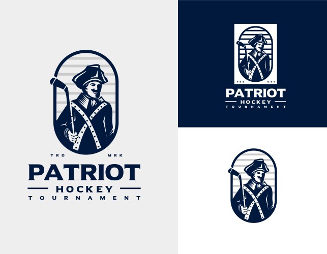 American patriot ice hockey stick circle logo Vector Image