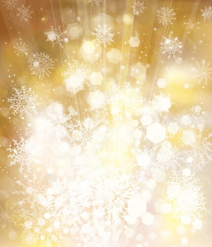 golden sparkling background with snowflakes vector