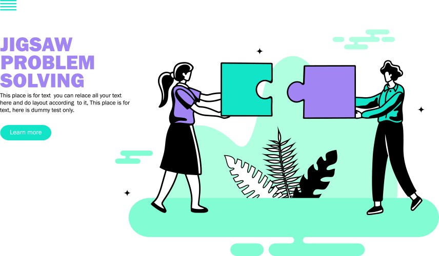 Problem solving with jigsaw and two people concept